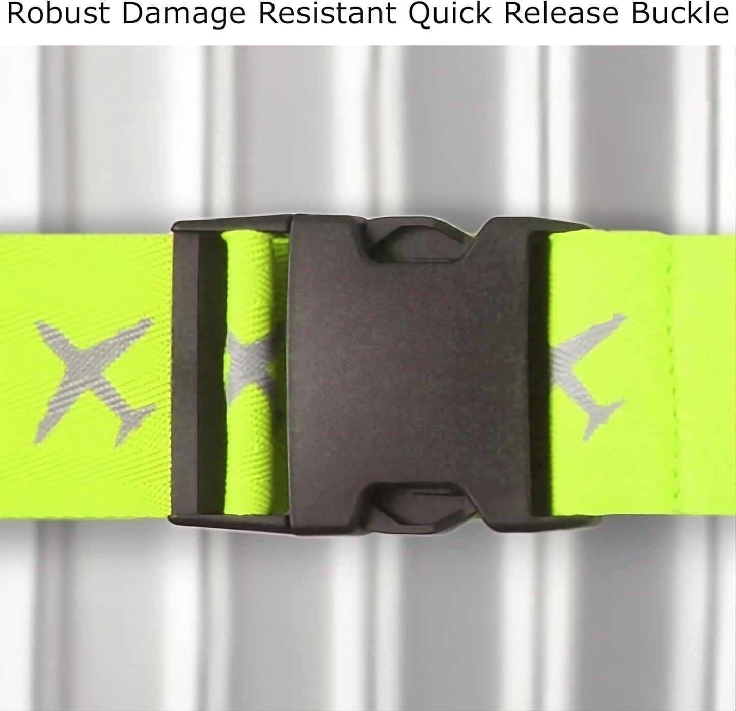 ✅ Heavy Duty Luggage Cross Strap Suitcase Belts - with Personalised Baggage Claim Identifier Address Label (Yellow) - One-Wear