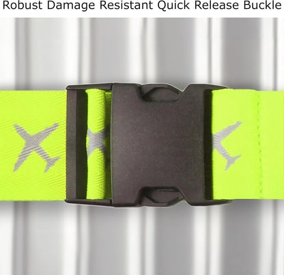 ✅ Heavy Duty Luggage Cross Strap Suitcase Belts - with Personalised Baggage Claim Identifier Address Label (Yellow) - One-Wear