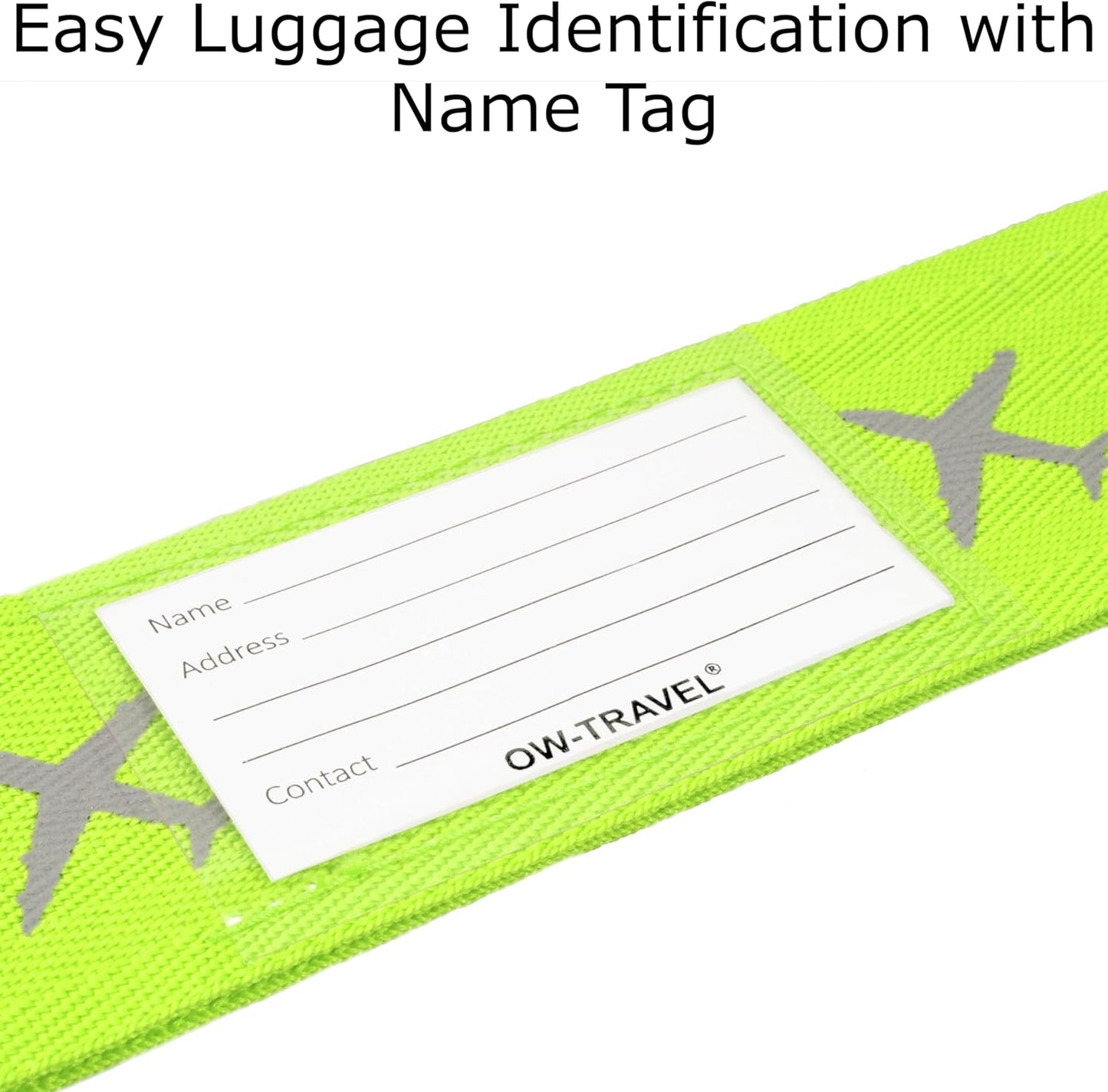 ✅ Heavy Duty Luggage Cross Strap Suitcase Belts - with Personalised Baggage Claim Identifier Address Label (Yellow) - One-Wear