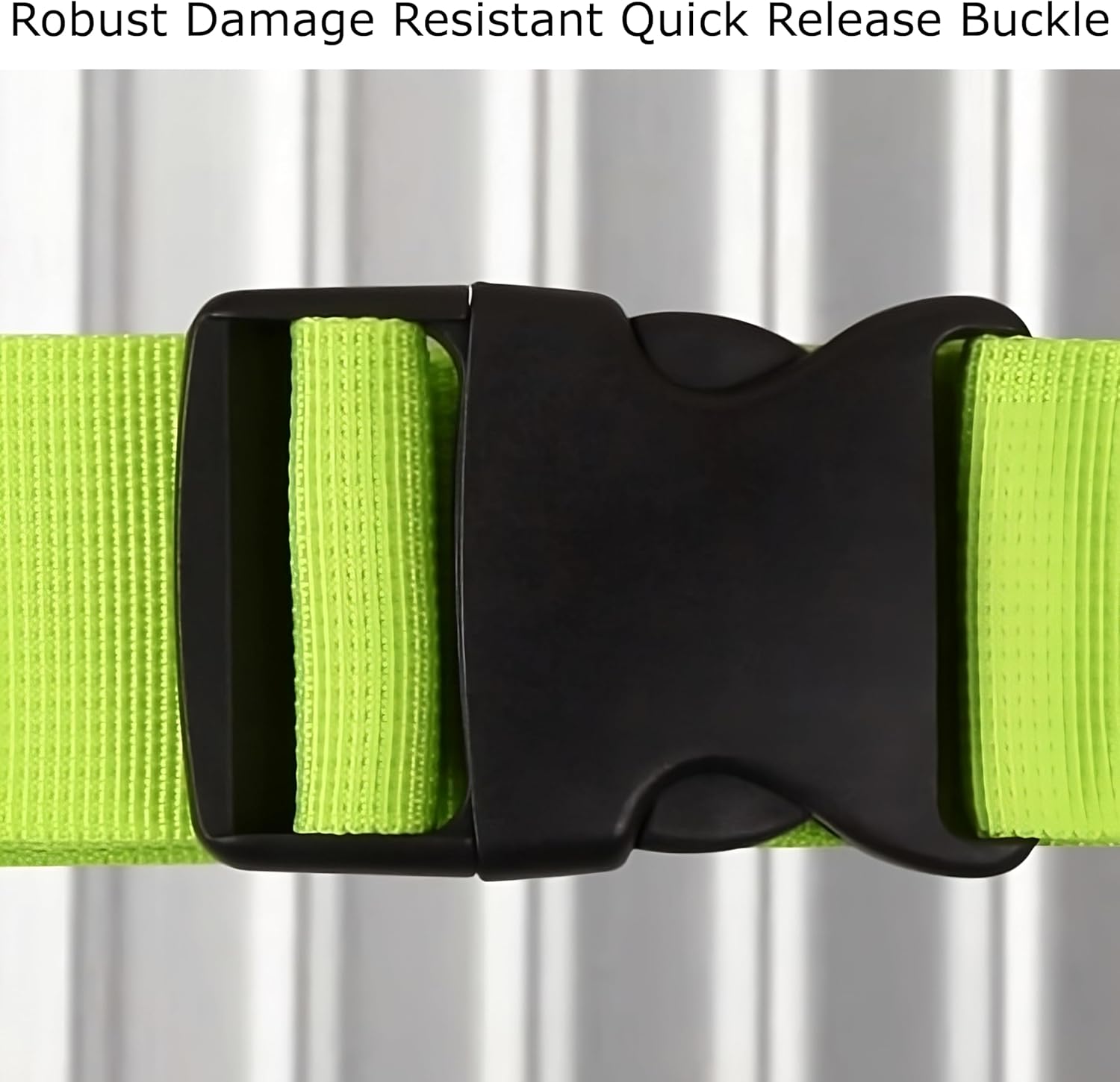✅ Heavy Duty Luggage  Strap Suitcase Belts - with Personalised Baggage Claim Identifier Address Label (Bright Green) - One-Wear, OW-Travel