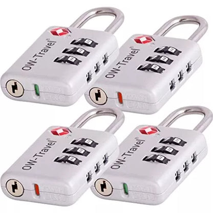 ✅ 3 Dial TSA Combination Padlock with INSPECTION SEARCH ALERT - Travel Sentry Approved Heavy Duty Number Lock for Suitcases, Luggage, Gym Lockers and Tool Boxes - One-Wear, OW-Travel