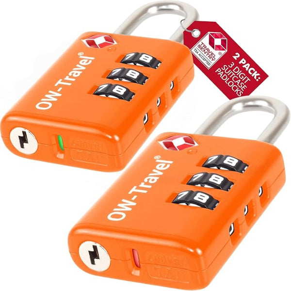 ✅ 3 Dial TSA Combination Padlock with INSPECTION SEARCH ALERT - Travel Sentry Approved Heavy Duty Number Lock for Suitcases, Luggage, Gym Lockers and Tool Boxes - One-Wear