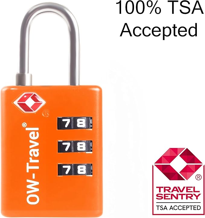 ✅ 3 Dial TSA Combination Padlock with INSPECTION SEARCH ALERT - Travel Sentry Approved Heavy Duty Number Lock for Suitcases, Luggage, Gym Lockers and Tool Boxes - One-Wear