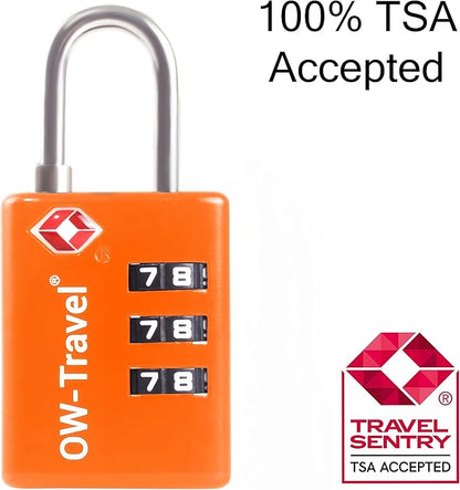 ✅ 3 Dial TSA Combination Padlock with INSPECTION SEARCH ALERT - Travel Sentry Approved Heavy Duty Number Lock for Suitcases, Luggage, Gym Lockers and Tool Boxes - One-Wear