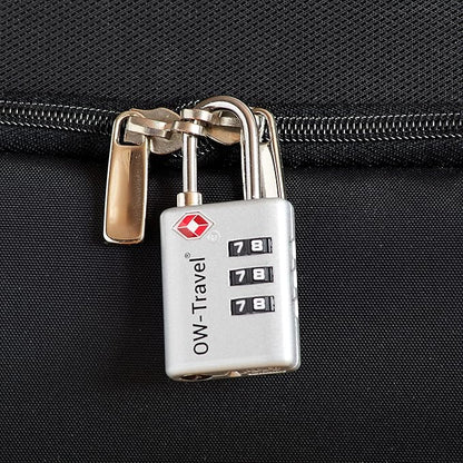 ✅ 3 Dial TSA Combination Padlock with INSPECTION SEARCH ALERT - Travel Sentry Approved Heavy Duty Number Lock for Suitcases, Luggage, Gym Lockers and Tool Boxes - One-Wear, OW-Travel