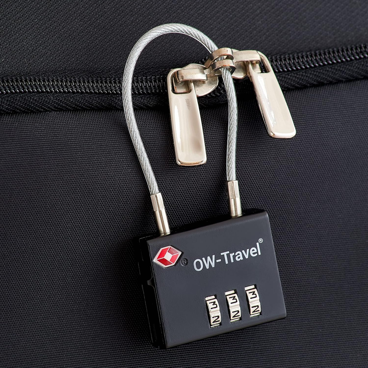 ✅ 3 Dial TSA Cable Combination Padlock - Travel Sentry Approved Heavy Duty Number Lock for Suitcases, Luggage, Gym Lockers and Tool Boxes - One-Wear, OW-Travel