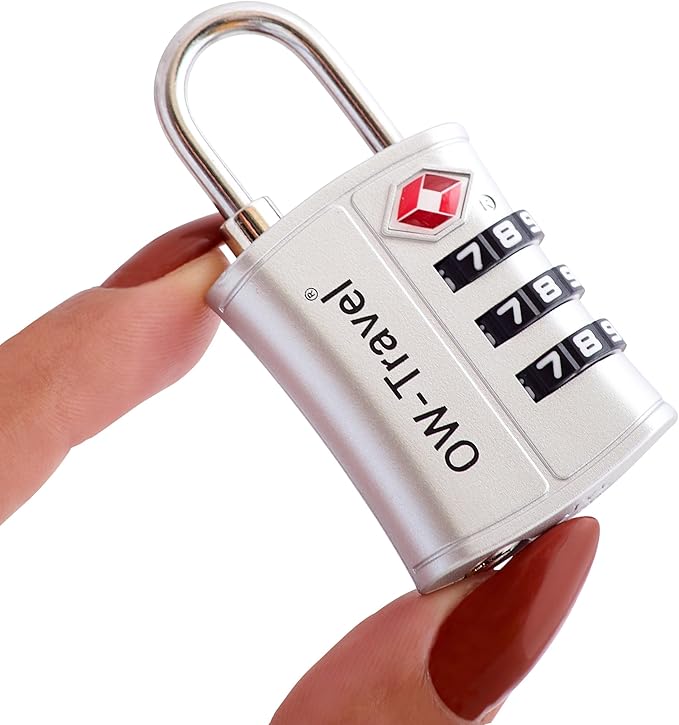 ✅ 3 Dial TSA Combination Padlock - Travel Sentry Approved Heavy Duty Number Lock for Suitcases, Luggage, Gym Lockers and Tool Boxes - One-Wear, OW-Travel