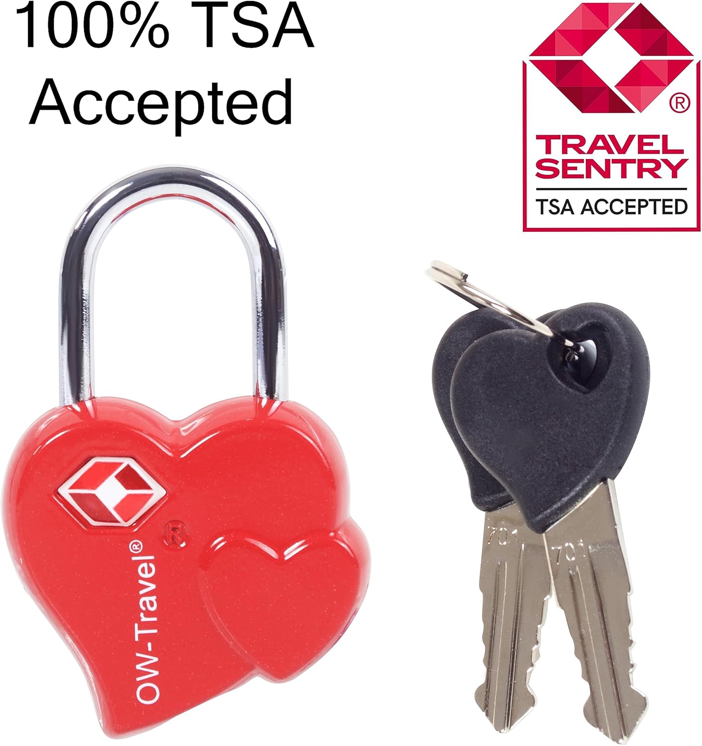 ✅ TSA Key Padlock - Heavy Duty Lock - Travel Sentry Approved for Suitcases, Luggage, Gym Lockers and Tool Boxes - One-Wear, OW-Travel