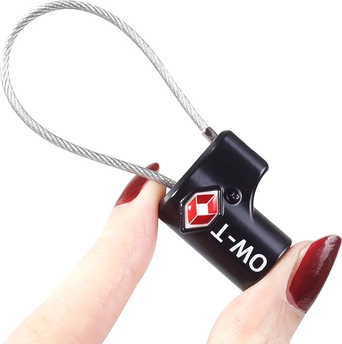 ✅ TSA Key Cable Padlock - Heavy Duty Travel Sentry Approved Lock for Suitcases, Luggage, Gym Lockers and Tool Boxes - One-Wear, OW-Travel