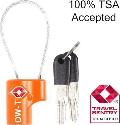 ✅ TSA Key Cable Padlock - Heavy Duty Travel Sentry Approved Lock for Suitcases, Luggage, Gym Lockers and Tool Boxes - One-Wear, OW-Travel