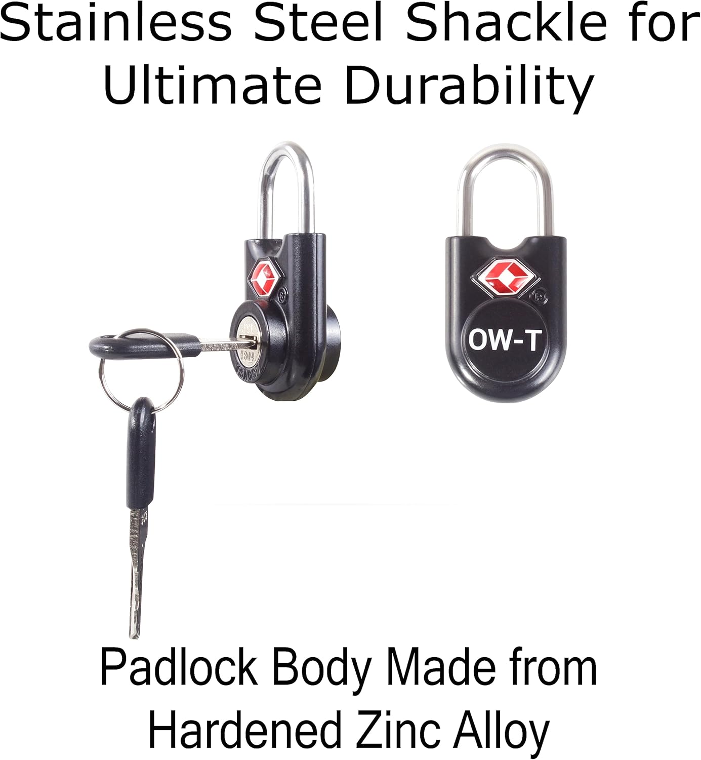 ✅ TSA Key Padlock - Heavy Duty Lock - Travel Sentry Approved for Suitcases, Luggage, Gym Lockers and Tool Boxes - One-Wear, OW-Travel