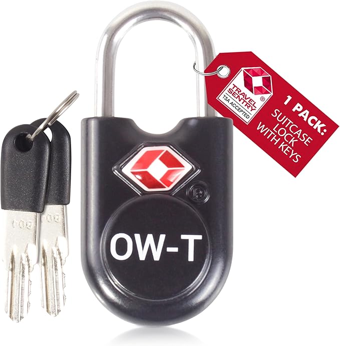 ✅ TSA Key Padlock - Heavy Duty Lock - Travel Sentry Approved for Suitcases, Luggage, Gym Lockers and Tool Boxes - One-Wear, OW-Travel