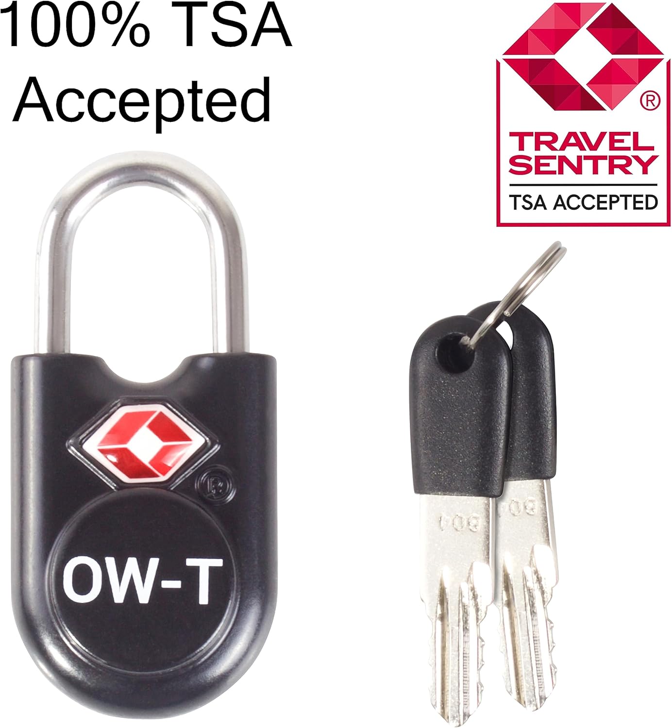 ✅ TSA Key Padlock - Heavy Duty Lock - Travel Sentry Approved for Suitcases, Luggage, Gym Lockers and Tool Boxes - One-Wear, OW-Travel