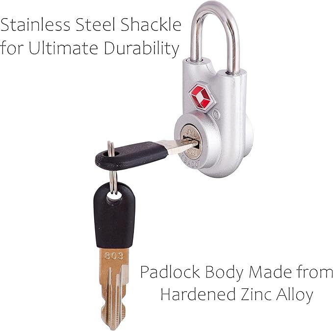 ✅ TSA Key Padlock - Heavy Duty Travel Sentry Approved Lock for Suitcases, Luggage, Gym Lockers and Tool Boxes - One-Wear, OW-Travel