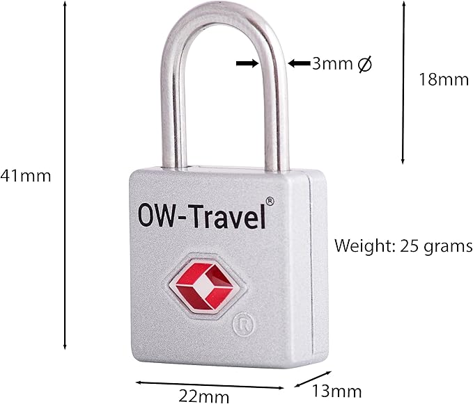 ✅ TSA Key Padlock - Heavy Duty Lock - Travel Sentry Approved for Suitcases, Luggage, Gym Lockers and Tool Boxes - One-Wear, OW-Travel