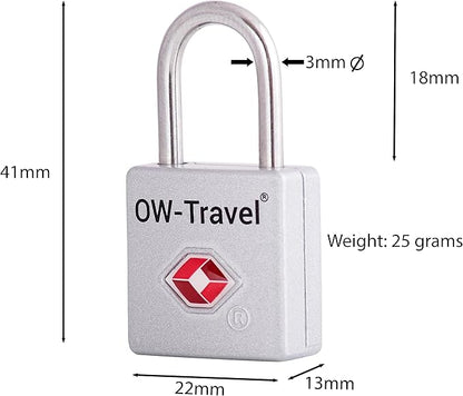 ✅ TSA Key Padlock - Heavy Duty Lock - Travel Sentry Approved for Suitcases, Luggage, Gym Lockers and Tool Boxes - One-Wear, OW-Travel