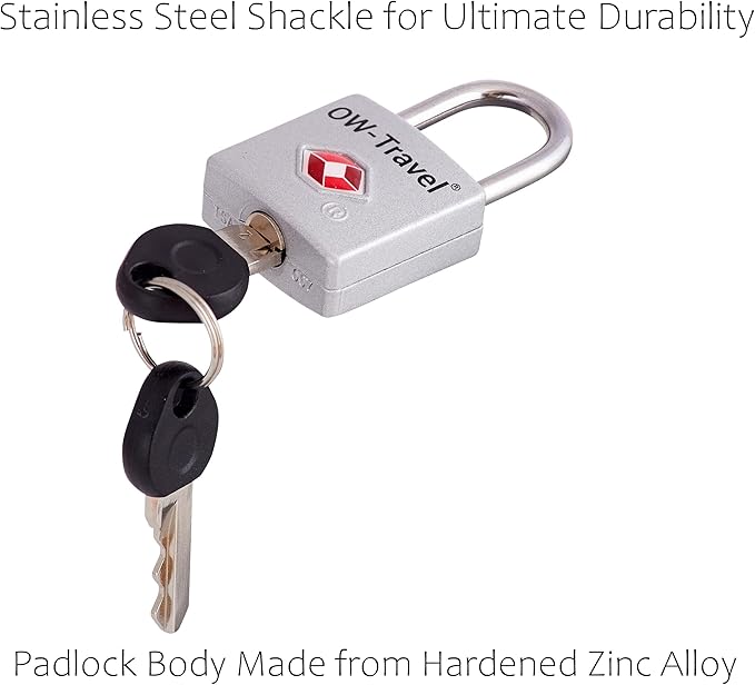✅ TSA Key Padlock - Heavy Duty Lock - Travel Sentry Approved for Suitcases, Luggage, Gym Lockers and Tool Boxes - One-Wear, OW-Travel