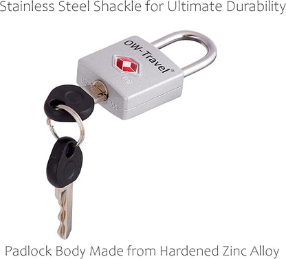 ✅ TSA Key Padlock - Heavy Duty Lock - Travel Sentry Approved for Suitcases, Luggage, Gym Lockers and Tool Boxes - One-Wear, OW-Travel