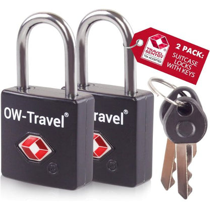 TSA luggage locks. Mini black key travel padlocks for suitcases bags