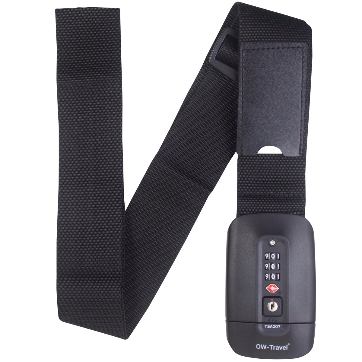 Black TSA luggage strap. Lockable suitcase belts for added security