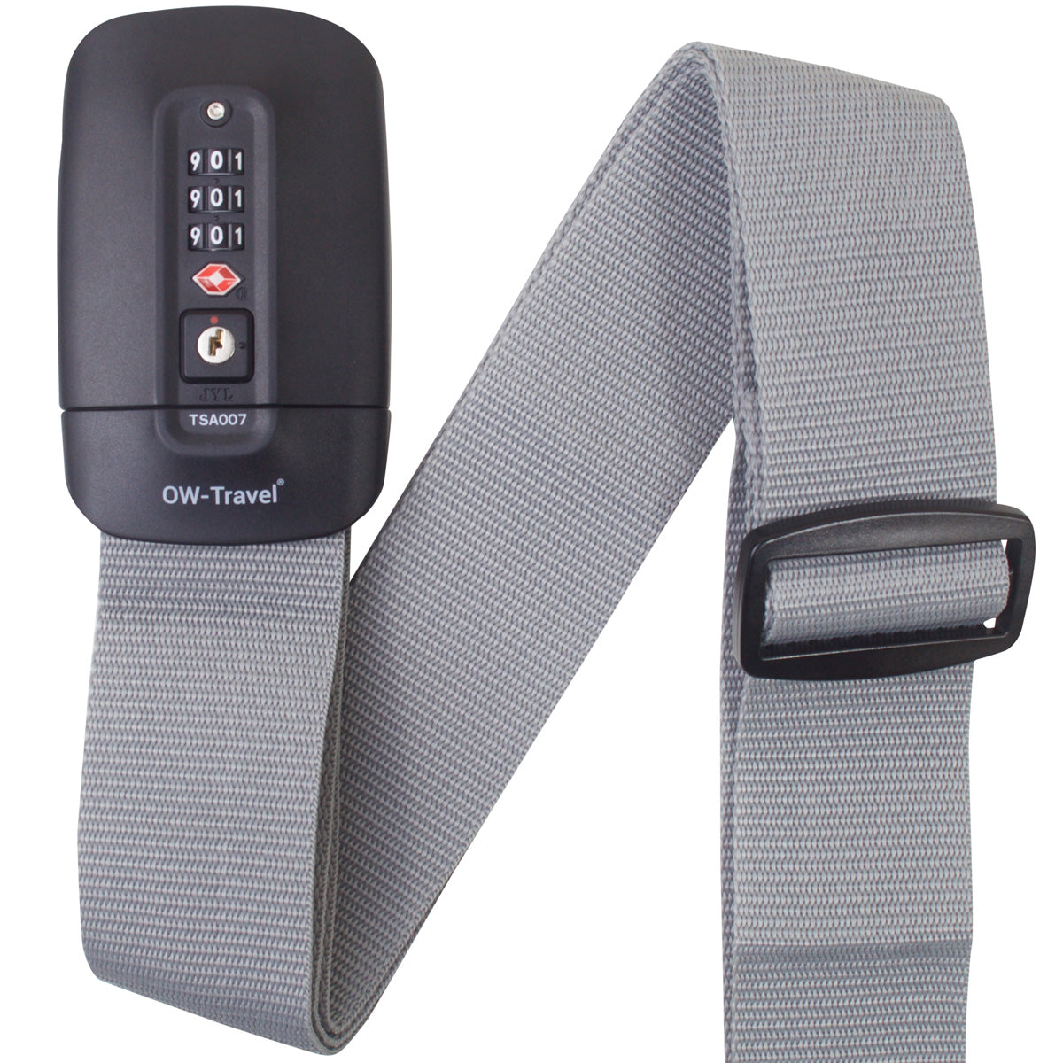 Heavy Duty Lockable Luggage Strap Suitcase Belts TSA - with Personalised Name Tag Identifier Address Label (Grey) - One-Wear, OW-Travel