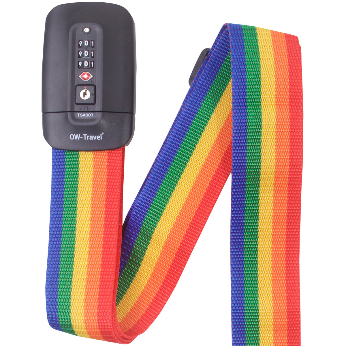 Heavy Duty Lockable Luggage Strap Suitcase Belts TSA - with Personalised Name Tag Identifier Address Label (Rainbow) - One-Wear, OW-Travel