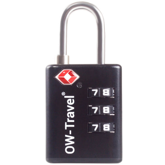 TSA luggage locks. Black suitcase bag padlocks with inspection alert