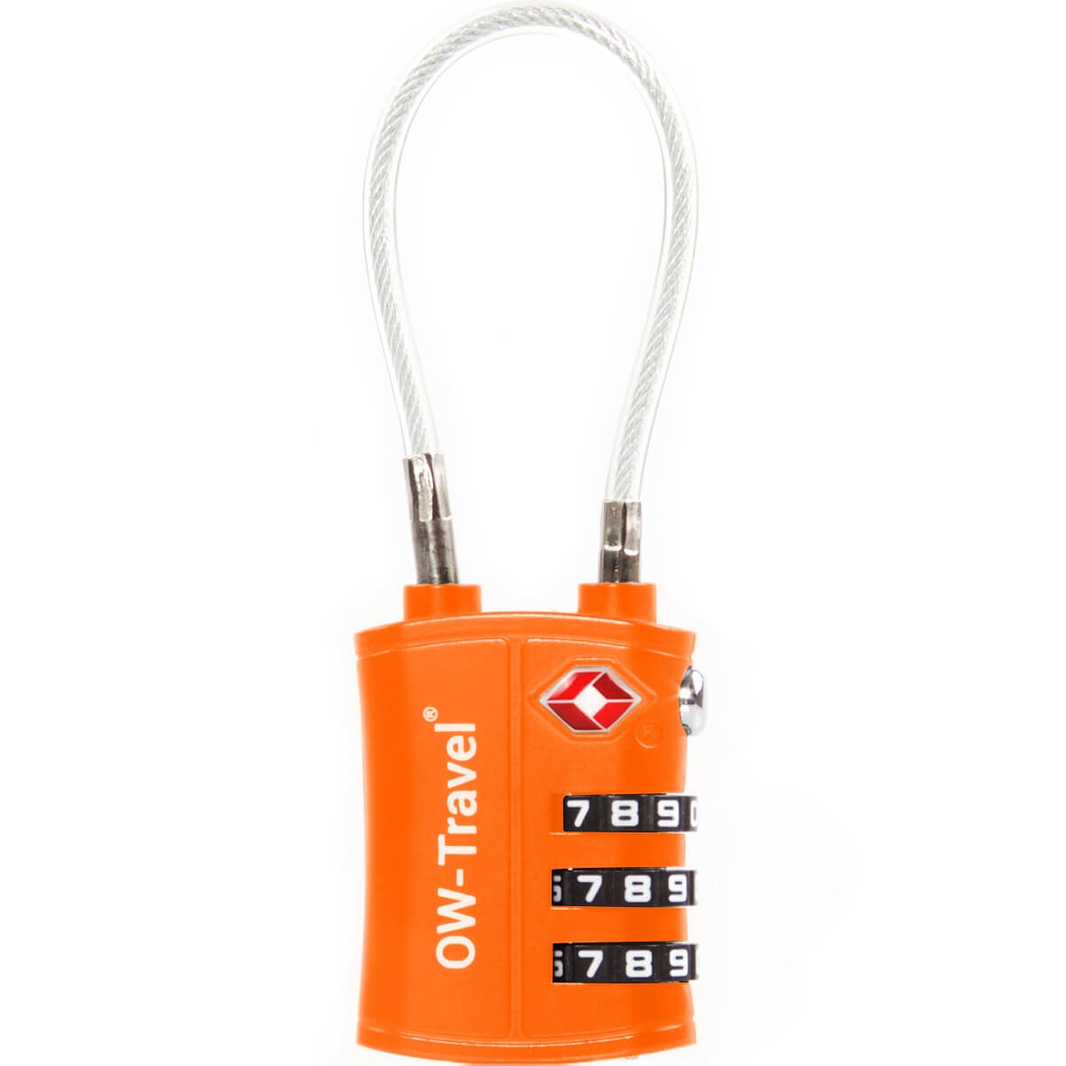 TSA luggage locks. Orange cable padlocks for suitcases lockers bags
