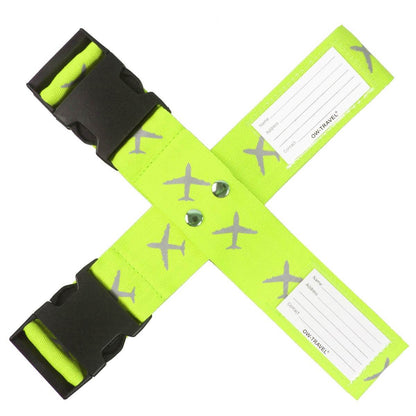 ✅ Heavy Duty Luggage Cross Strap Suitcase Belts - with Personalised Baggage Claim Identifier Address Label (Yellow) - One-Wear