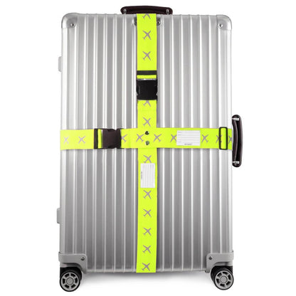 ✅ Heavy Duty Luggage Cross Strap Suitcase Belts - with Personalised Baggage Claim Identifier Address Label (Yellow) - One-Wear