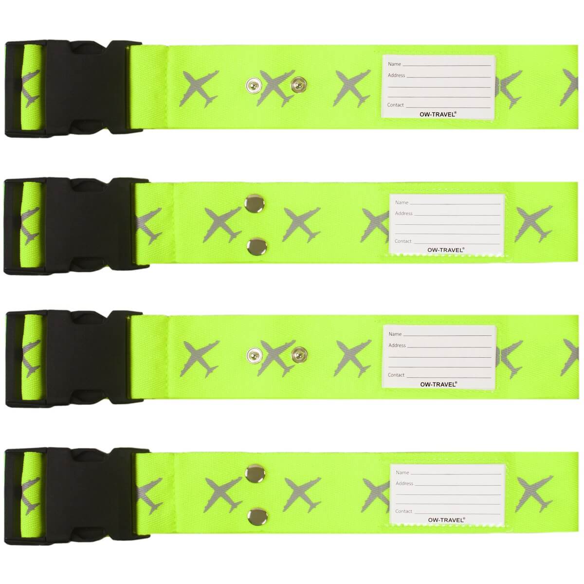 ✅ Heavy Duty Luggage Cross Strap Suitcase Belts - with Personalised Baggage Claim Identifier Address Label (Yellow) - One-Wear