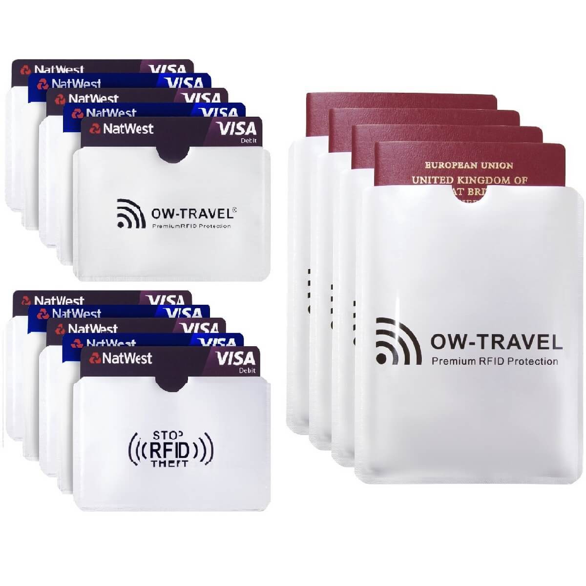 ✅ TÜV APPROVED RFID & NFC Blocking Credit Card Wallet+ Passport Protector Sleeves - Identity Theft Protection for Contactless Cards - One-Wear