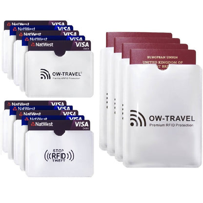 ✅ TÜV APPROVED RFID & NFC Blocking Credit Card Wallet+ Passport Protector Sleeves - Identity Theft Protection for Contactless Cards - One-Wear
