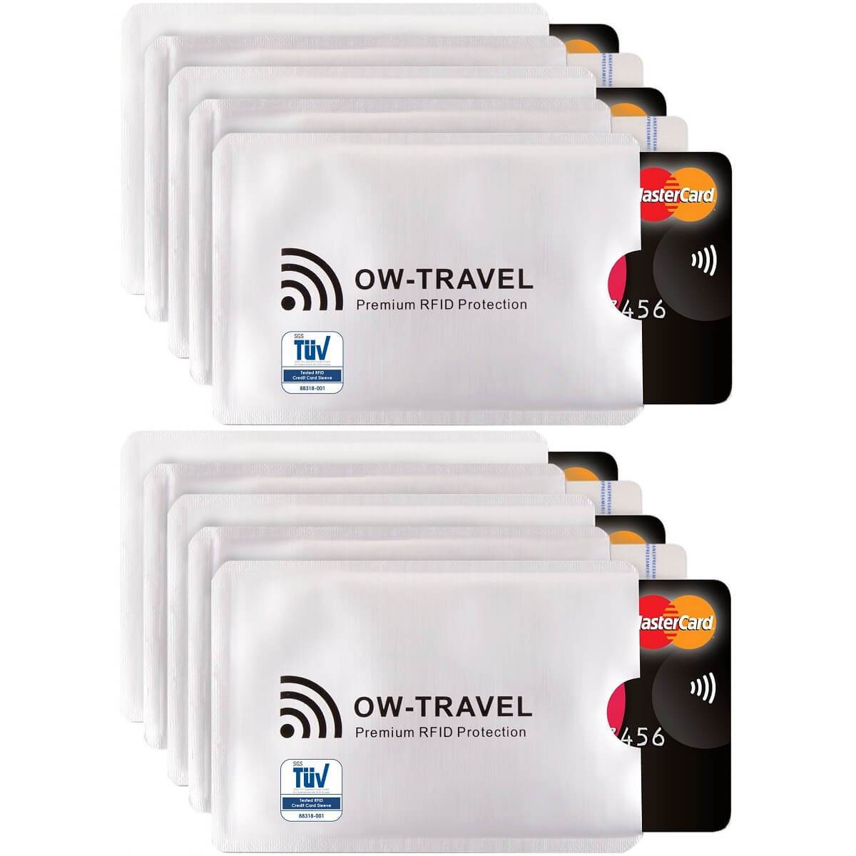 ✅ TÜV APPROVED RFID & NFC Blocking Credit Card Wallet+ Passport Protector Sleeves - Identity Theft Protection for Contactless Cards - One-Wear