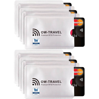 ✅ TÜV APPROVED RFID & NFC Blocking Credit Card Wallet+ Passport Protector Sleeves - Identity Theft Protection for Contactless Cards - One-Wear