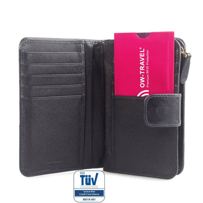 ✅ TÜV Approved RFID & NFC Blocking Credit Card + Passport Protector Sleeves - Identity Theft Protection for Contactless Cards - One-Wear