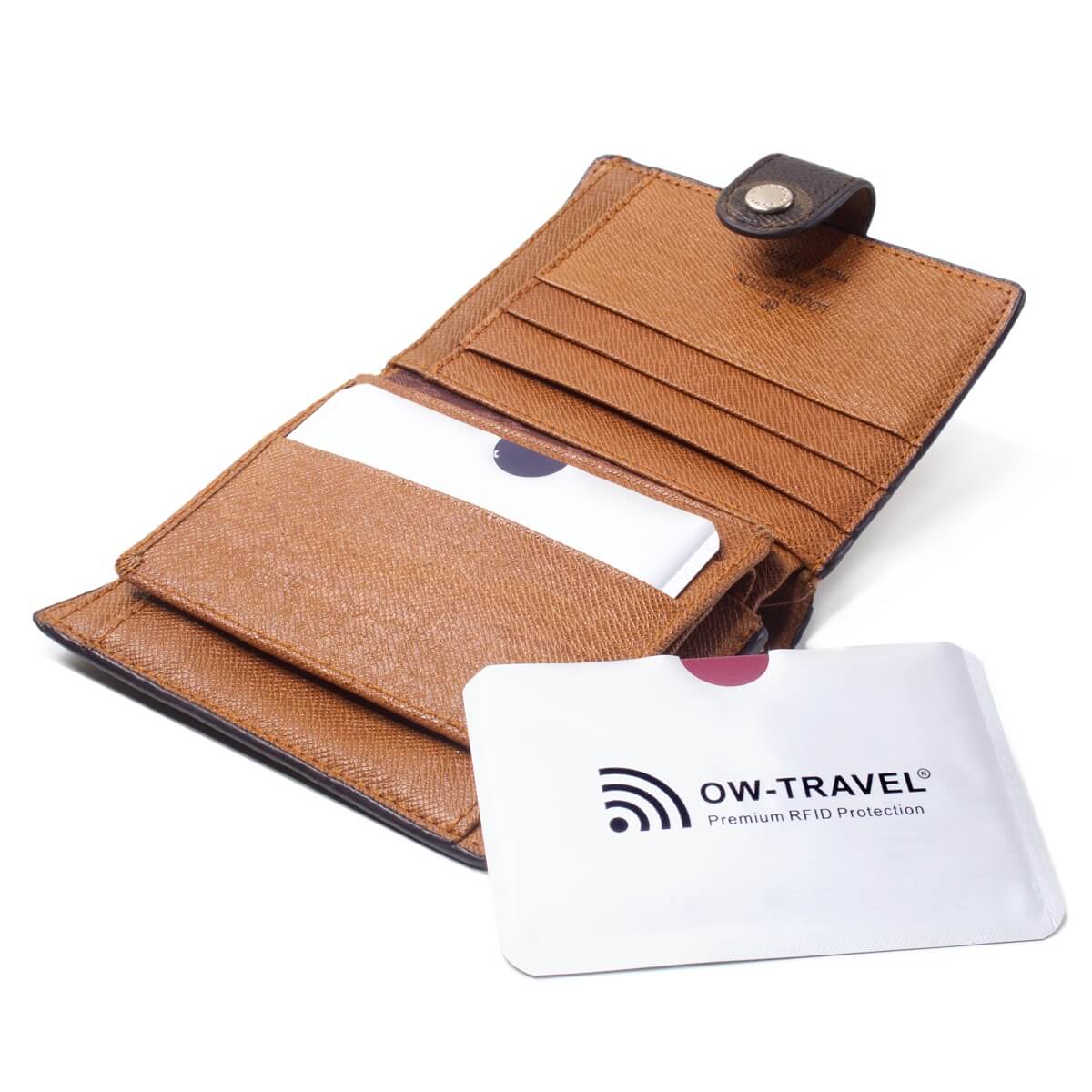 ✅ TÜV APPROVED RFID & NFC Blocking Credit Card Wallet+ Passport Protector Sleeves - Identity Theft Protection for Contactless Cards - One-Wear