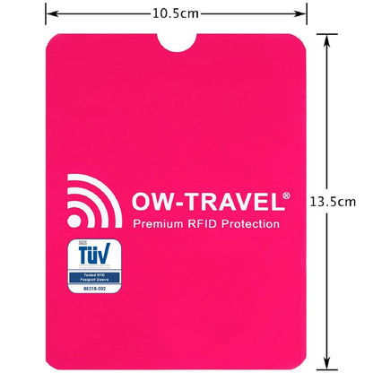 Pink RFID blocking passport protector sleeves. Contactless protection