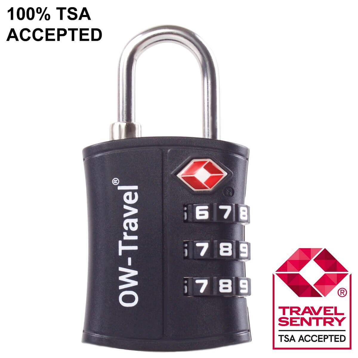 TSA luggage locks. 3 dial padlocks for suitcases baggage label
