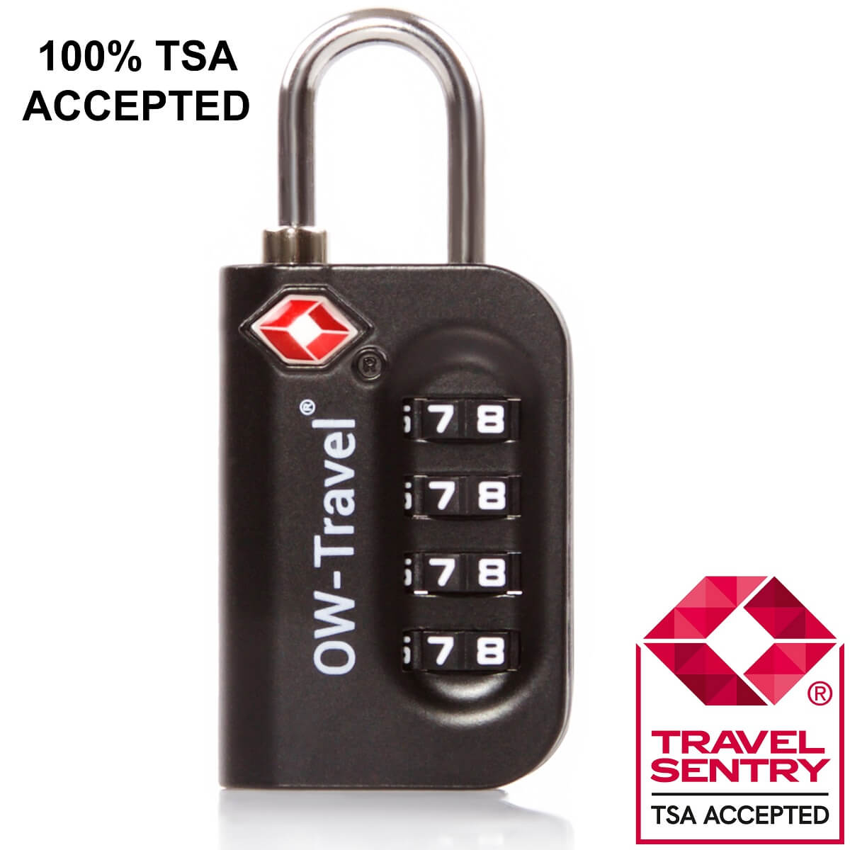 TSA luggage locks. Black 4 dial padlock for suitcases gym lockers