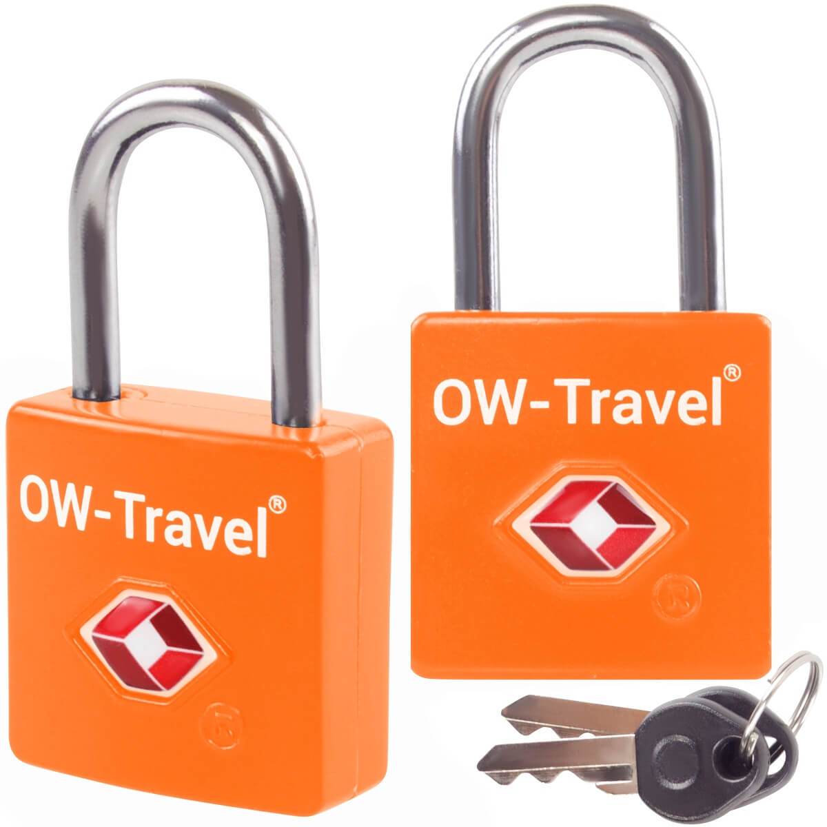 TSA luggage locks. Mini orange key travel padlocks for suitcases bags